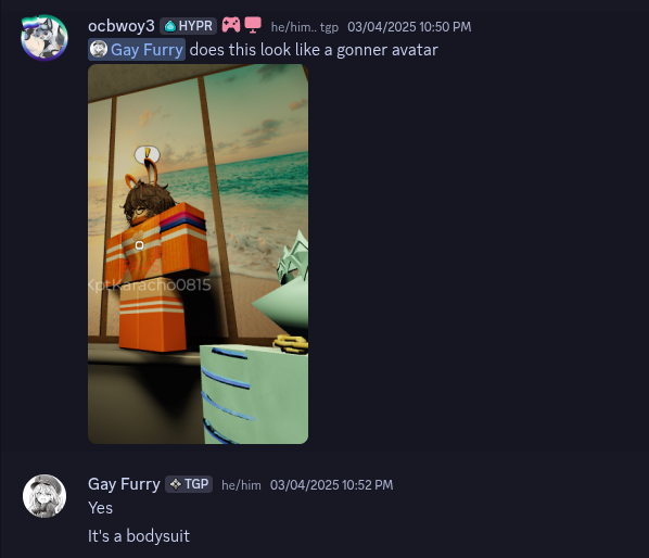 An example of a gooner avatar in my Discord DMs with Doqe